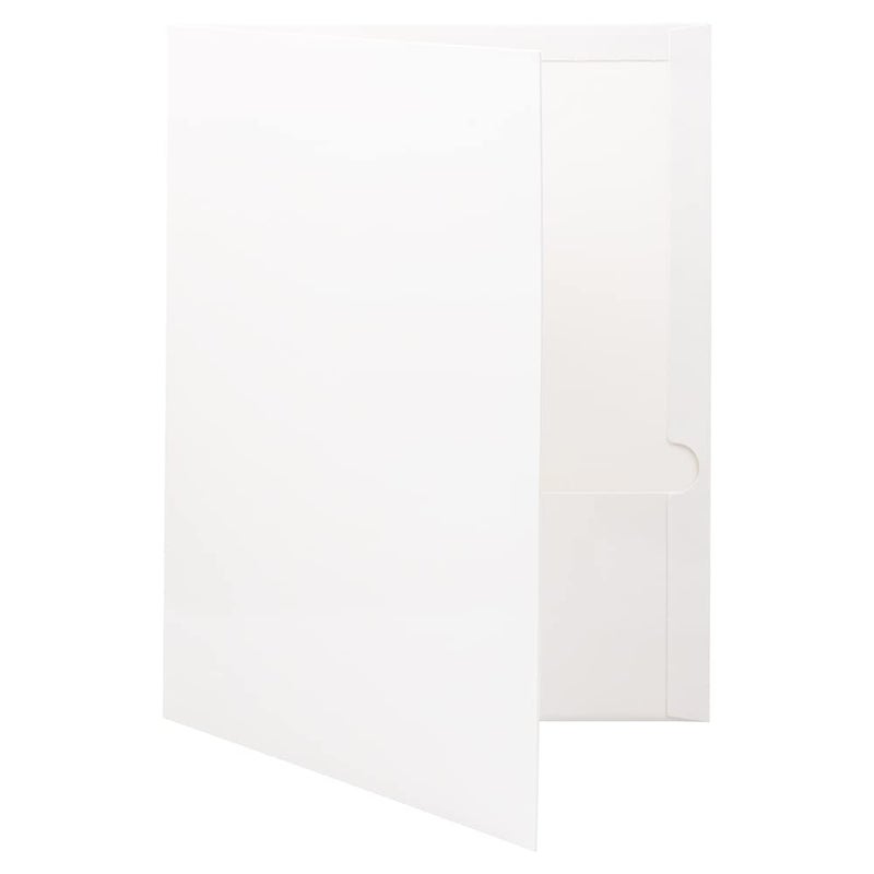 JAM PAPER Laminated Two Pocket Glossy School Folders - Letter Size - High Gloss White - Bulk 25/Pack - Image 3